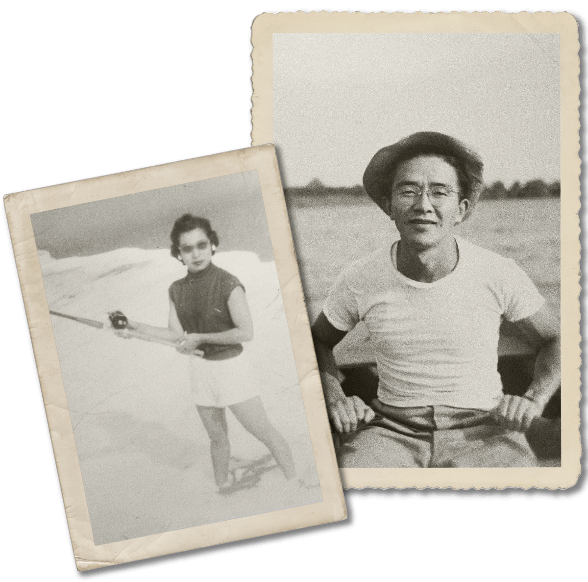 A stack of vintage black and white photos